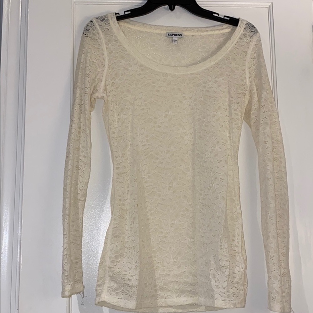 Express, long sleeve, lace effect top